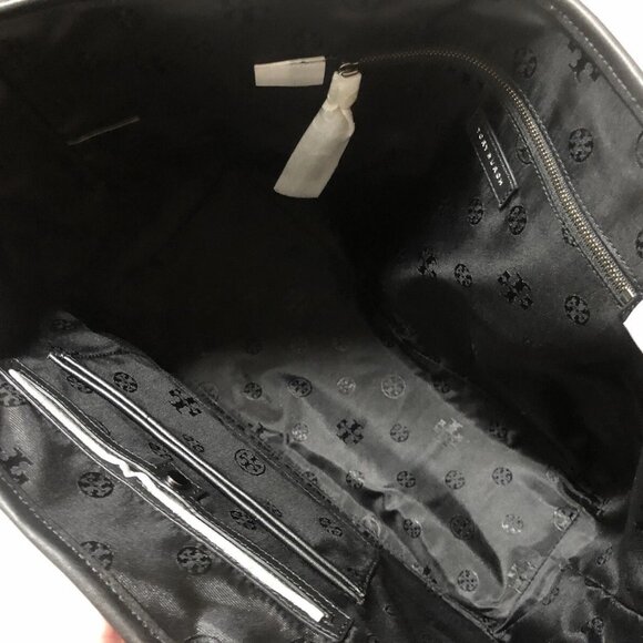 NWT Tory Burch Ashley Shopper Graphite Gray/Light Gray Felt/Leather Tote - Picture 3 of 4